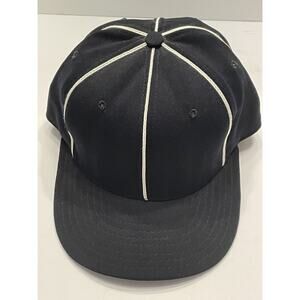 size 7 vintage AJD Umpire baseball hat black with white stripes